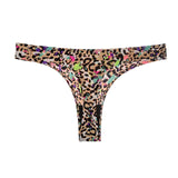 Sexy thong thin soft breathable ice silk leopard underwear panties women's seamless t-back low-rise erotic lingerie G-strip