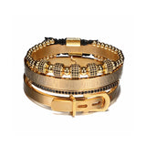 Luxury Roman Royal Crown Charm Bracelet Men Fashion 2020 New Gold Braided Adjustable Men Bracelet For Hip Hop Jewelry Gift