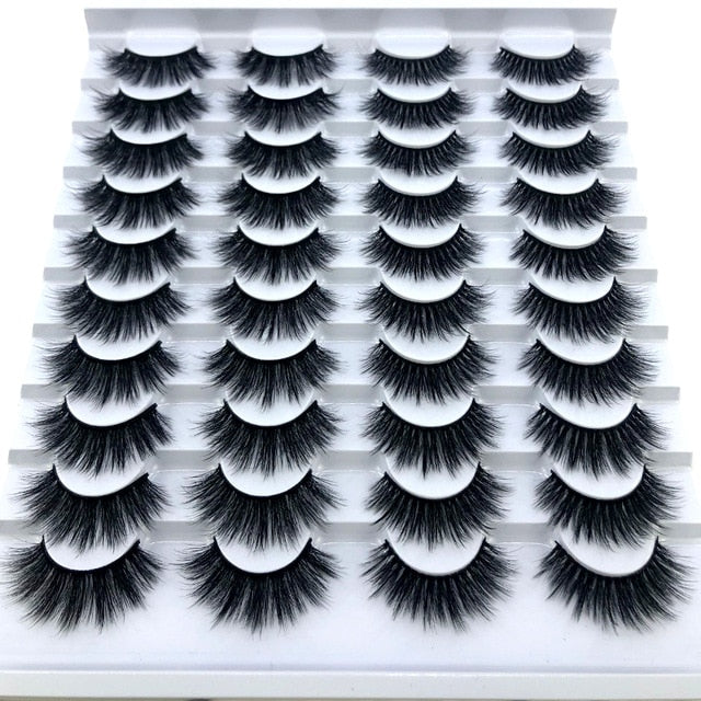 Mink eyelashes 3d mink hair eyelashes 20 pairs long makeup 3d faux nature fake lashes extension false eyelashes Wholesale (20P)