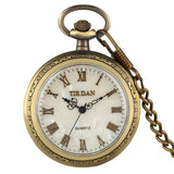Shell Dial Pocket Watch Necklace Vintage Quartz Pendant Watch Female Silm Thick Chain Gift zuster klokje relogio de bolso