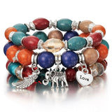 ZOSHI 3-4pcs/set Fashion Boho Bracelets & Bangles Women Stone Beaded Bracelet Set With Colorful Gem Long Wrap Bracelet for Women