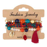 ZOSHI 3-4pcs/set Fashion Boho Bracelets & Bangles Women Stone Beaded Bracelet Set With Colorful Gem Long Wrap Bracelet for Women