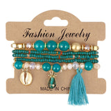 ZOSHI 3-4pcs/set Fashion Boho Bracelets & Bangles Women Stone Beaded Bracelet Set With Colorful Gem Long Wrap Bracelet for Women