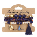 ZOSHI 3-4pcs/set Fashion Boho Bracelets & Bangles Women Stone Beaded Bracelet Set With Colorful Gem Long Wrap Bracelet for Women