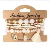 ZOSHI 3-4pcs/set Fashion Boho Bracelets & Bangles Women Stone Beaded Bracelet Set With Colorful Gem Long Wrap Bracelet for Women