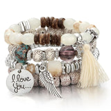 ZOSHI 3-4pcs/set Fashion Boho Bracelets & Bangles Women Stone Beaded Bracelet Set With Colorful Gem Long Wrap Bracelet for Women
