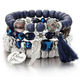 ZOSHI 3-4pcs/set Fashion Boho Bracelets & Bangles Women Stone Beaded Bracelet Set With Colorful Gem Long Wrap Bracelet for Women