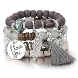 ZOSHI 3-4pcs/set Fashion Boho Bracelets & Bangles Women Stone Beaded Bracelet Set With Colorful Gem Long Wrap Bracelet for Women