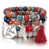 ZOSHI 3-4pcs/set Fashion Boho Bracelets & Bangles Women Stone Beaded Bracelet Set With Colorful Gem Long Wrap Bracelet for Women
