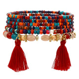 ZOSHI 3-4pcs/set Fashion Boho Bracelets & Bangles Women Stone Beaded Bracelet Set With Colorful Gem Long Wrap Bracelet for Women