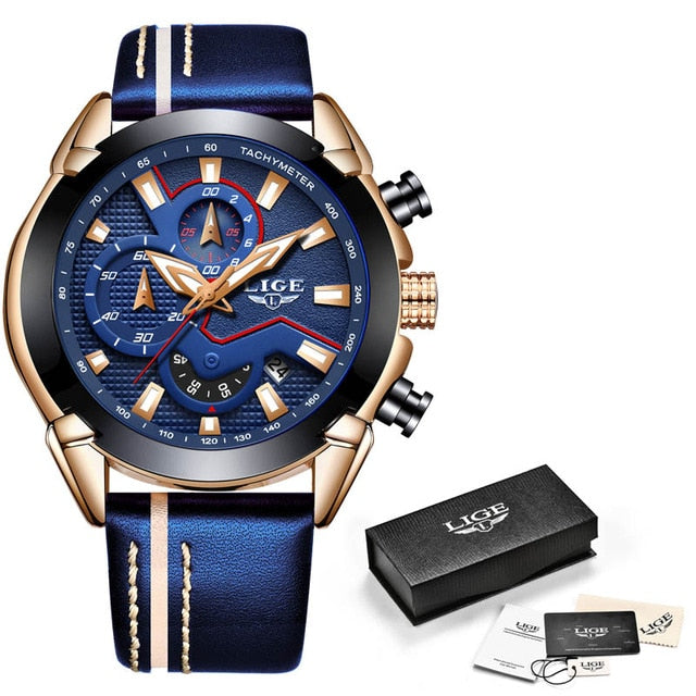Clearance Sale LIGE Fashion Watch For Man Top Brand Quartz Mens Watches Militray Waterproof Date Clock Sport Chronograph+Box