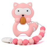 Joepada Baby Teething Necklace lovely Koala Owl Horse Cookies Baby Teether Molar Toy Gift Raccoon Food Grade Silicone Beads