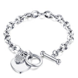 Stainless Steel Love Heart Bracelets For Women Party Gift Fashion Joyas de Chain Charm Bracelets Jewelry Wholesale Text Engraved