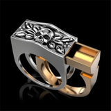 Huitan Party Men Rings Creative Watch Shaped Two Tone Design Rings For Men Wedding Ring With Size 6-14 Male Jewelry Wholesale