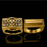Huitan Party Men Rings Creative Watch Shaped Two Tone Design Rings For Men Wedding Ring With Size 6-14 Male Jewelry Wholesale