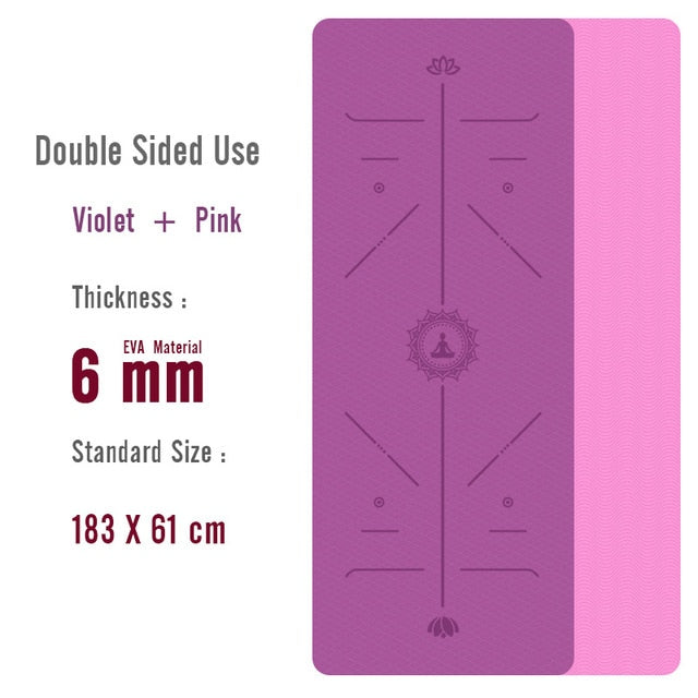 Double Sided Yoga Mat 183X60 CM Position Line Pilates Mats Gym Non Slip Fitness Mat For Beginner Environmental Gymnastics Mats