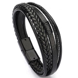 Wholesale Price Classic Genuine Leather Bracelet For Men Hand Charm Jewelry Multilayer male bracelet Handmade Gift For Cool Boys