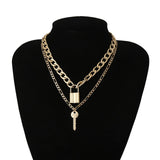 Ingemark Multi Layer Lover Lock Pendant Choker Necklace Steampunk Padlock Heart Chain Necklace Collier Best Couple Jewelry Gift