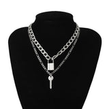 Ingemark Multi Layer Lover Lock Pendant Choker Necklace Steampunk Padlock Heart Chain Necklace Collier Best Couple Jewelry Gift