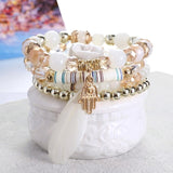 ZOSHI 3-4pcs/set Fashion Boho Bracelets & Bangles Women Stone Beaded Bracelet Set With Colorful Gem Long Wrap Bracelet for Women
