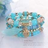 ZOSHI 3-4pcs/set Fashion Boho Bracelets & Bangles Women Stone Beaded Bracelet Set With Colorful Gem Long Wrap Bracelet for Women