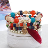 ZOSHI 3-4pcs/set Fashion Boho Bracelets & Bangles Women Stone Beaded Bracelet Set With Colorful Gem Long Wrap Bracelet for Women