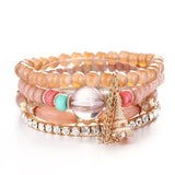 ZOSHI 3-4pcs/set Fashion Boho Bracelets & Bangles Women Stone Beaded Bracelet Set With Colorful Gem Long Wrap Bracelet for Women
