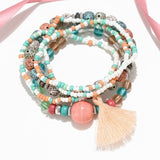 ZOSHI 3-4pcs/set Fashion Boho Bracelets & Bangles Women Stone Beaded Bracelet Set With Colorful Gem Long Wrap Bracelet for Women
