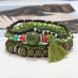 ZOSHI 3-4pcs/set Fashion Boho Bracelets & Bangles Women Stone Beaded Bracelet Set With Colorful Gem Long Wrap Bracelet for Women