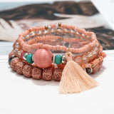 ZOSHI 3-4pcs/set Fashion Boho Bracelets & Bangles Women Stone Beaded Bracelet Set With Colorful Gem Long Wrap Bracelet for Women