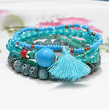 ZOSHI 3-4pcs/set Fashion Boho Bracelets & Bangles Women Stone Beaded Bracelet Set With Colorful Gem Long Wrap Bracelet for Women