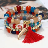 ZOSHI 3-4pcs/set Fashion Boho Bracelets & Bangles Women Stone Beaded Bracelet Set With Colorful Gem Long Wrap Bracelet for Women