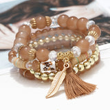 ZOSHI 3-4pcs/set Fashion Boho Bracelets & Bangles Women Stone Beaded Bracelet Set With Colorful Gem Long Wrap Bracelet for Women