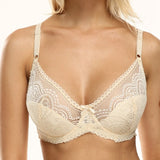Beauwear  French Style Light Weight Women Lace Bra Breathable Back Closure Adjustable Strap Soft Deep V Thin Lingerie Top