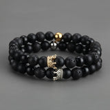 2pcs Charm paired Bracelet for Men gold Crown Women's Bracelets Natural Stone Beads Wristband Boho Couple Bracelet Gifts Friends