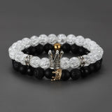 2pcs Charm paired Bracelet for Men gold Crown Women's Bracelets Natural Stone Beads Wristband Boho Couple Bracelet Gifts Friends