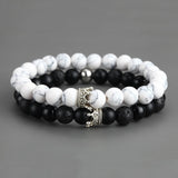 2pcs Charm paired Bracelet for Men gold Crown Women's Bracelets Natural Stone Beads Wristband Boho Couple Bracelet Gifts Friends