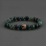 2pcs Charm paired Bracelet for Men gold Crown Women's Bracelets Natural Stone Beads Wristband Boho Couple Bracelet Gifts Friends