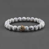 2pcs Charm paired Bracelet for Men gold Crown Women's Bracelets Natural Stone Beads Wristband Boho Couple Bracelet Gifts Friends