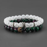 2pcs Charm paired Bracelet for Men gold Crown Women's Bracelets Natural Stone Beads Wristband Boho Couple Bracelet Gifts Friends