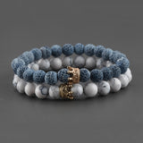 2pcs Charm paired Bracelet for Men gold Crown Women's Bracelets Natural Stone Beads Wristband Boho Couple Bracelet Gifts Friends