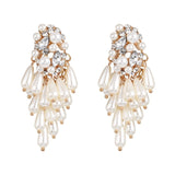 JUJIA za Fashion Boho Crystal Earrings For Women New Rhinestone Statement Pearl Drop Earrings Bijoux Wholesale
