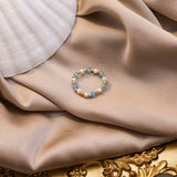 AOMU 2020 Fashion Crystal Beaded Rings Cute Minimalist Coloful Beads Geometric Stacked Fine Rings for Women Party Gift Jewelry