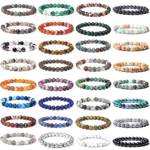 Men Bracelets Natural Healing Energy Tiger Eye Bracelet Polished 8 mm Lapis lazuli Beads Bangle Elastic Pulsera Women Jewelry