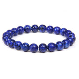 Men Bracelets Natural Healing Energy Tiger Eye Bracelet Polished 8 mm Lapis lazuli Beads Bangle Elastic Pulsera Women Jewelry