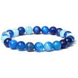 Men Bracelets Natural Healing Energy Tiger Eye Bracelet Polished 8 mm Lapis lazuli Beads Bangle Elastic Pulsera Women Jewelry