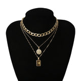 Ingemark Punk Miami Cuban Choker Necklace Colar Hip Hop Big Thick Chunky Chain Fashion Queen Coin Pendant Necklace Women Jewelry
