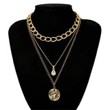 Ingemark Punk Miami Cuban Choker Necklace Colar Hip Hop Big Thick Chunky Chain Fashion Queen Coin Pendant Necklace Women Jewelry
