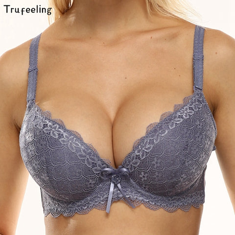 Trufeeling Sexy Women Lingerie Bras for Push Up Lace Floral Bra Supper Padded Bra Top Underwired Underwear Plus size 85B-100C