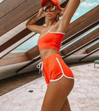 2020 New Fashion Sexy Women Patchwork Yoga Suits Workout Sports Strings Vest Bra Short Pants Athletic Short Set